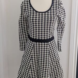 Pink Tartan Monochrome Houndstooth Dress
